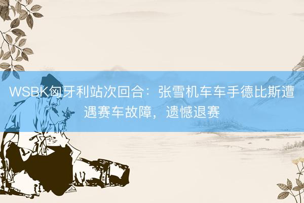 WSBK匈牙利站次回合：张雪机车车手德比斯遭遇赛车故障，遗憾退赛