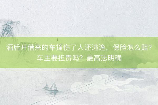 酒后开借来的车撞伤了人还逃逸，保险怎么赔？车主要担责吗？最高法明确