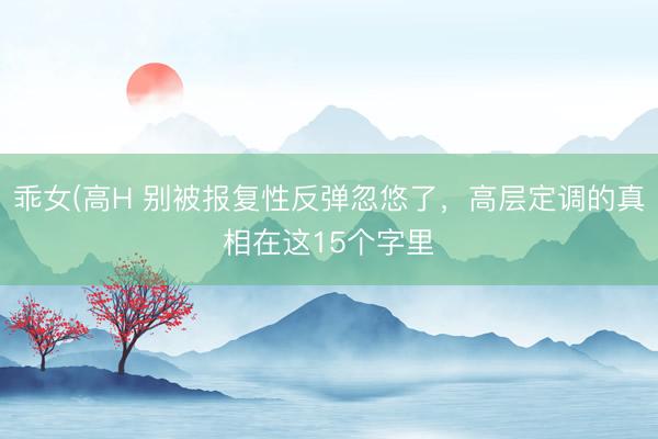 乖女(高H 别被报复性反弹忽悠了，高层定调的真相在这15个字里