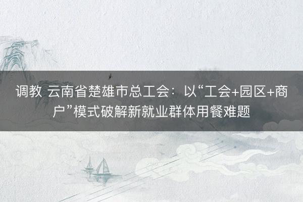 调教 云南省楚雄市总工会：以“工会+园区+商户”模式破解新就业群体用餐难题