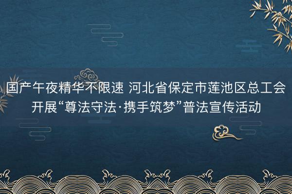 国产午夜精华不限速 河北省保定市莲池区总工会开展“尊法守法·携手筑梦”普法宣传活动