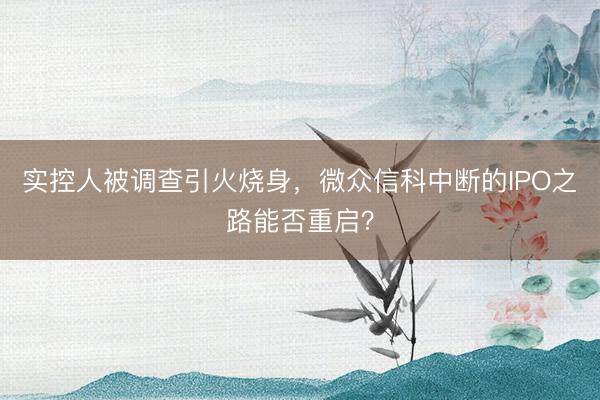 实控人被调查引火烧身，微众信科中断的IPO之路能否重启？