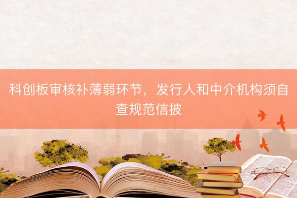 科创板审核补薄弱环节，发行人和中介机构须自查规范信披