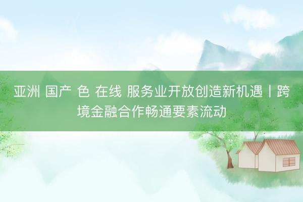 亚洲 国产 色 在线 服务业开放创造新机遇丨跨境金融合作畅通要素流动
