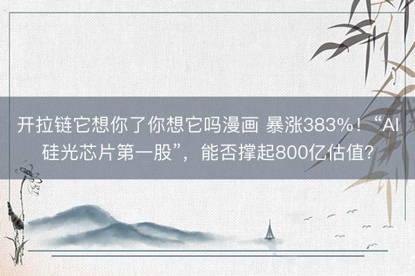 开拉链它想你了你想它吗漫画 暴涨383%!“AI硅光芯片第一股”,能否撑起800亿估值?