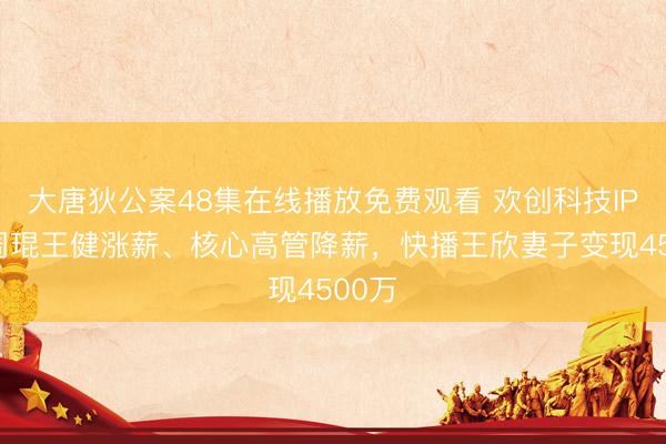 大唐狄公案48集在线播放免费观看 欢创科技IPO：周琨王健涨薪、核心高管降薪，快播王欣妻子变现4500万