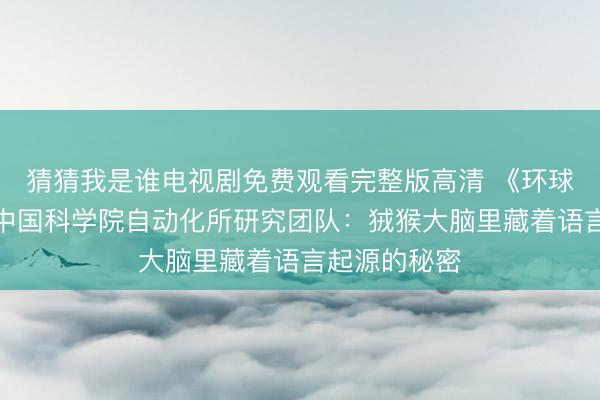 猜猜我是谁电视剧免费观看完整版高清 《环球时报》专访中国科学院自动化所研究团队：狨猴大脑里藏着语言起源的秘密