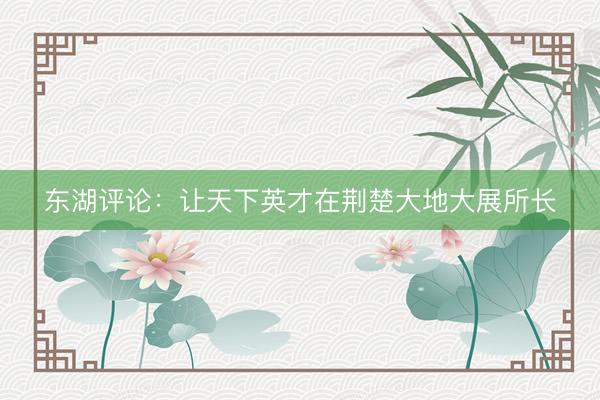 东湖评论：让天下英才在荆楚大地大展所长