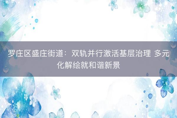 罗庄区盛庄街道：双轨并行激活基层治理 多元化解绘就和谐新景