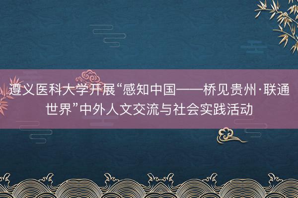 遵义医科大学开展“感知中国——桥见贵州·联通世界”中外人文交流与社会实践活动