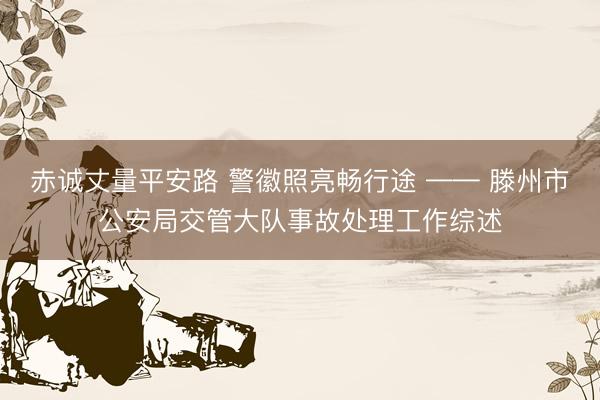 赤诚丈量平安路 警徽照亮畅行途 —— 滕州市公安局交管大队事故处理工作综述