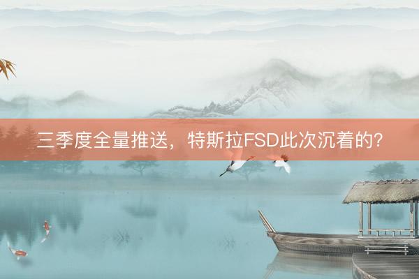 三季度全量推送，特斯拉FSD此次沉着的？