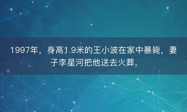 1997年，身高1.9米的王小波在家中暴毙，妻子李星河把他送去火葬，