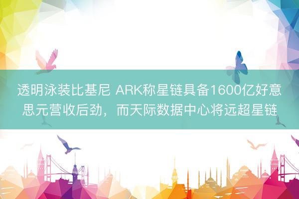 透明泳装比基尼 ARK称星链具备1600亿好意思元营收后劲，而天际数据中心将远超星链