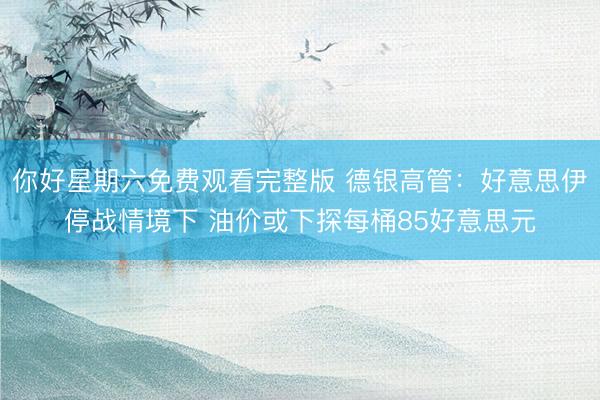 你好星期六免费观看完整版 德银高管：好意思伊停战情境下 油价或下探每桶85好意思元