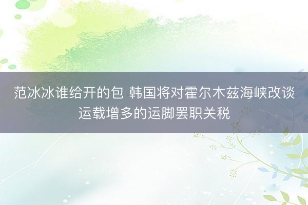 范冰冰谁给开的包 韩国将对霍尔木兹海峡改谈运载增多的运脚罢职关税