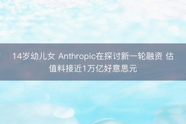 14岁幼儿女 Anthropic在探讨新一轮融资 估值料接近1万亿好意思元
