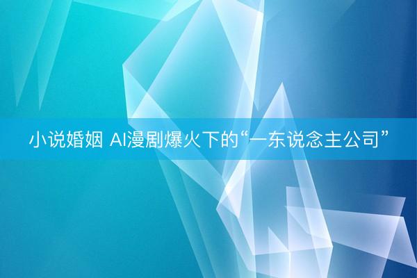 小说婚姻 AI漫剧爆火下的“一东说念主公司”
