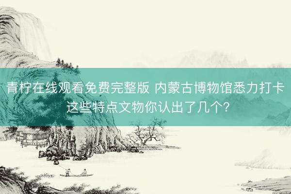 青柠在线观看免费完整版 内蒙古博物馆悉力打卡 这些特点文物你认出了几个？