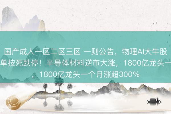 国产成人一区二区三区 一则公告，物理AI大牛股，被270万手封单按死跌停！半导体材料逆市大涨，1800亿龙头一个月涨超300%