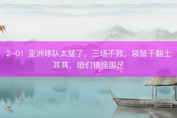 2-0！亚洲球队太猛了，三场不败，袋鼠干翻土耳其，咱们错怪国足